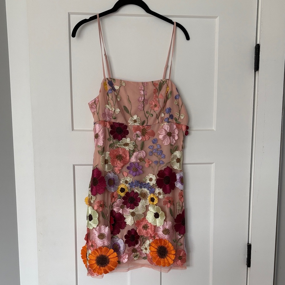 Floral Embroidered Pink Dress